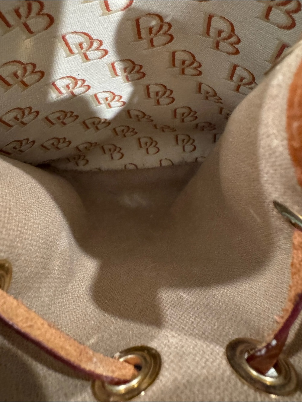 Dooney & Bourke Cream Canvas Tote with Brown Leather Trim - Picture 7 of 15
